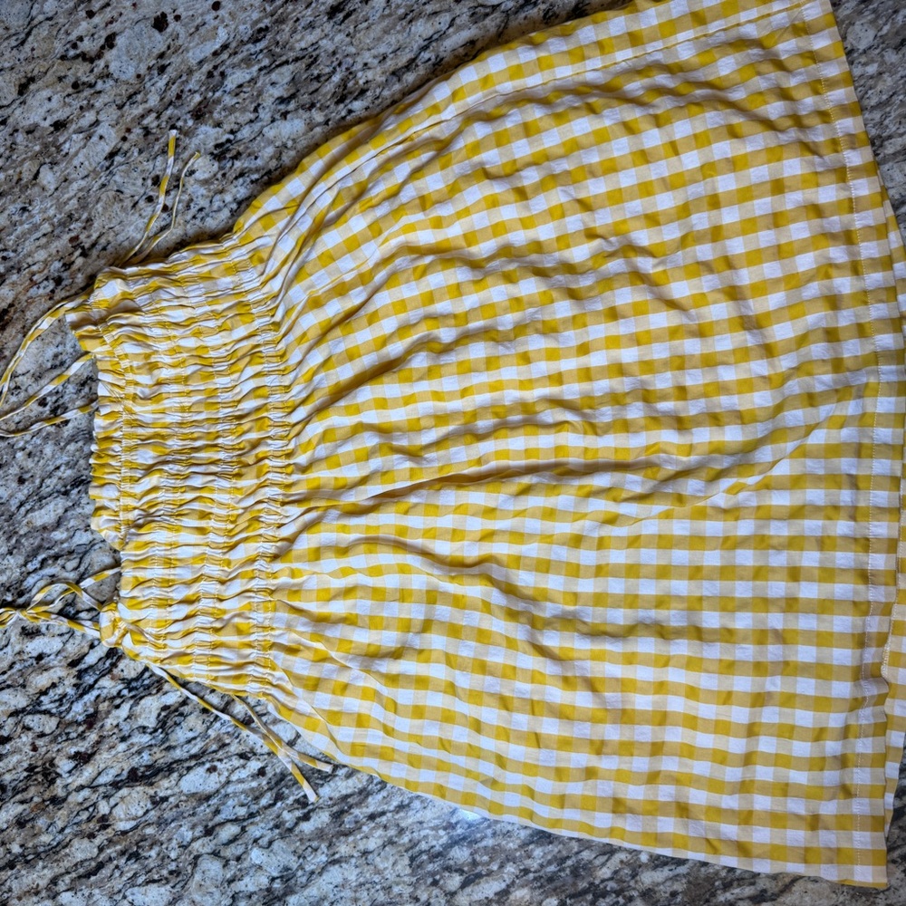 Yellow Gingham Dress with Pockets
